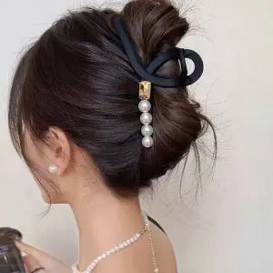 진주 데일리 헤어용품 장식 집게핀 골드 여자 매트
