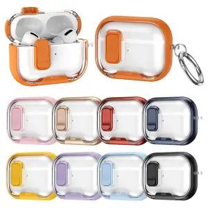 에어팟 프로3세대 카라비너 거치대 락 잠금 버튼 투명 젤하드 케이스