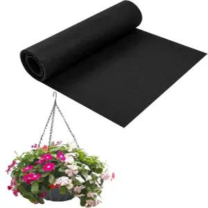 12x40인치 패브릭 화분 라이너 롤 비직조 식물 펠트 블랙 코코 대체 코코넛 바구니 교체 걸이 꽃바구니