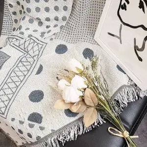 캠핑 땡땡이 체크 블랑캣 130x180 감성담요 캠핑러그