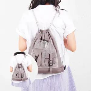 메쉬 포켓 조리개 백팩 여행용 하이킹 학생 통학 경량 배낭 캐주얼 가방