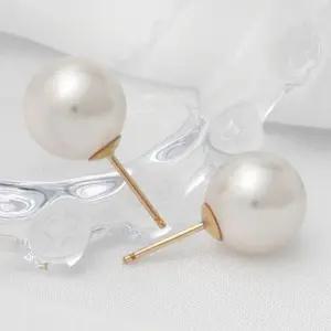 [룽스]기본 화이트 진주 일자 깔끔한귀걸이 침 귀걸이 14K