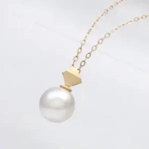 14K GOLD 8mm 진주 마름모 금 펜던트 (WFKJQG4)