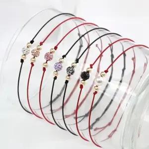 14K GOLD 금 볼 미러볼 끈 팔찌 (WFKJQH1)