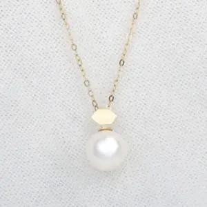 14K GOLD 6mm 진주 마름모 금 펜던트 (WFKJQG3)