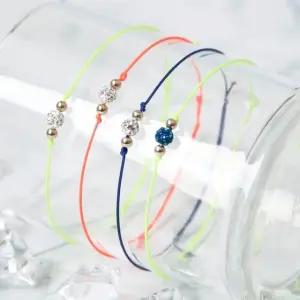 14K GOLD 금 볼 네온 컬러 끈 팔찌 (WFKJQH0)