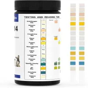 앤트밀리오스 14매개 및 고양이 요로감염 검사 스트립 100ct 케톤 소변 단백질 포도당 방광 전체 패널 요로