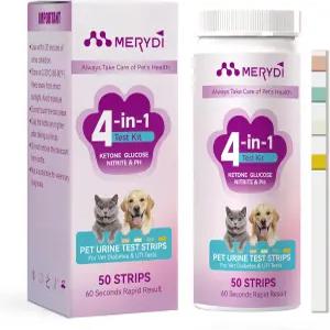 메리디 개와 고양이 소변 검사 스트립 케톤 포도당 pH 및 아질산염용 4-in-1 반려동물 키트 수의사