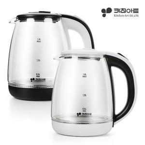 키친아트 대용량 글라스 무선 전기주전자 커피포트 전기포트 1.8L KAH-GP1500 블랙/화이트