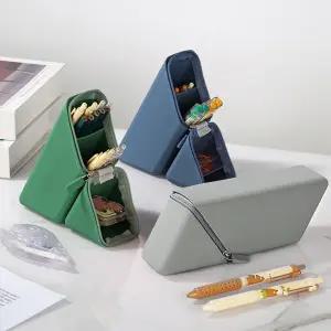 트라이업 삼각필통 스탠드형 실리콘 펜슬케이스 파우치 컬러3종