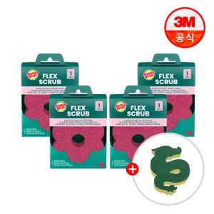 [최종 11,920원] 3M 물온도에 따라 변하는 플렉스 스크럽 스펀지 수세미 스카치 브라이트 1입x4개+용모양수세미 증정