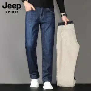 JEEP SPIRIT 남성용 소프트 기모 베이직 데님팬츠 가을 겨울 청바지