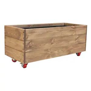 asg803 텃밭화분 텃밭상자 방부목 원목 베란다 옥상 도로화분 대형 직사각 바퀴