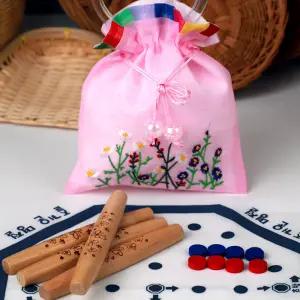 설날 윷놀이세트 단체용 들꽃자수 복주머니 포함 유치원 어린이집