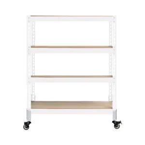 철제 조립식 강화 대형바퀴 이동식선반 4단 1100 x 400 x 1200