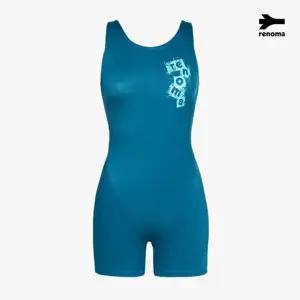[레노마수영복]여성 실내 U-BACK 라인  2부 빈티지 퍼즐 반신 수영복 마린블루 RN-LF2E861-MB