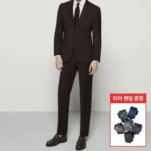 [롯데백화점]맨잇슈트 브라운 울혼방 글렌체크 수트 포밀핏 스트레치 사계절 정장 (336) + 타이증정