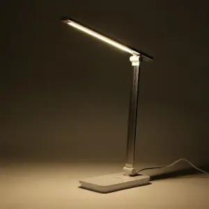 고품질 5색조명 LED 스탠드 접이식 독서등 실버 책상전등 스탠드전등 (WFI0WHX)