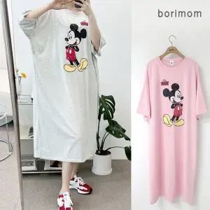 [보리보리/보리맘]박시 반팔 미키 수유 원피스 빅사이즈 여름 수유복