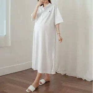 [보리보리/보리맘]PK 카라 반팔 단추 자수 수유 원피스 빅사이즈 임부복 AN361