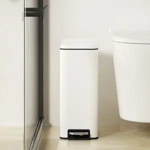 무소음 슬림 휴지통 욕실 화이트스틸 페달 10L (WFJZ6T6)