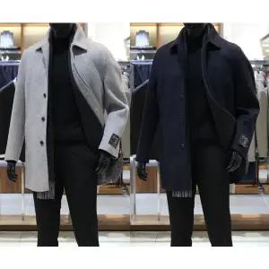 [바쏘](의정부점)24 FW 핸드메이드 울 캐시미어 셋인카라 구스다운 내피탈착 숏코트 2종 [ 라이트그레이...