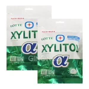 롯데 자일리톨 알파 오리지널 리필 195g x2 대용량 껌 간식 수능 금연 졸음 방지