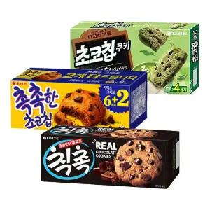 오리온 초코칩쿠키 말차 104g+촉촉한초코칩 160g+칙촉 120g