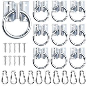 레인볼로우 10개 크로스 타이 링 세트 스프링 스냅 훅 10개와 나사 40개가 달린 말 트레일러 마구간 헛간 경마장 목초지를 위한 다운 헛 용품