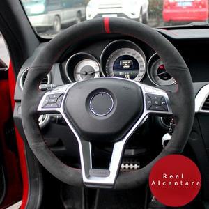 메르세데스 벤츠 호환용 알칸타라 브레이딩 스티어링 휠 커버 A45 AMG 호환 호환 W176 C63 W204 CLA C117 C