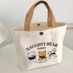 [라일리] Rly 귀여운 곰돌이 캔버스 숄더백 미니 캔버스백 토트