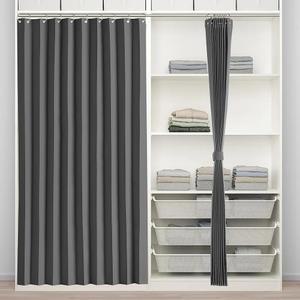 후크가 달린 RYB 홈 옷장 커튼 세트, 주방 세탁실용 블랙아웃 주름 현관 커튼, 사무실 욕실용 어코디언 스타일 접이식 칸막이 창문 블라인드, 50 x L 80, 회색, 1 패널