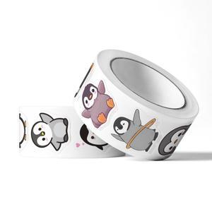 로바식 500개 소형 펭귄 스티커 귀여운 원형 교사용 교실용 10가지 디자인의 동기부여