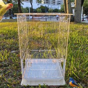 아크릴 투명한 새장 큰 크기  카나리아 대형 휴대용 앵무새  새 용품 가구