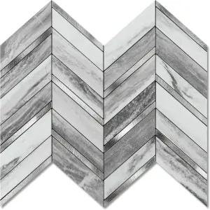 10장 헤링본 필 앤 스틱 백스플래시 화이트 마블 혼합 실버 메탈 PVC 자가 접착 벽 타일 주방 및 욕실용