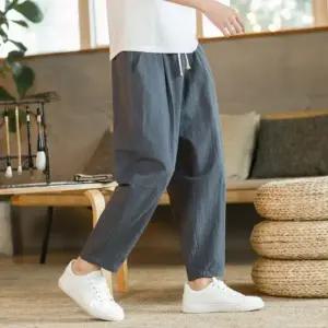 린넨 바지 7부바지 남자바지 남성반바지 밴딩 9부 시원하고 남자반바지