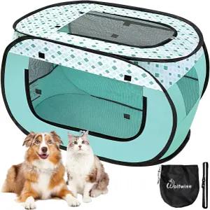 울프와이즈 펫 플레이펜 팝업 휴대용 개 상자 실내 600D 옥스포드 운동 강아지 사육장 가방 중간 크기 야외