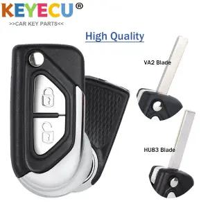 KEYECU 원격 2 버튼 플립 자동차 키 쉘 케이스 Fob 커버 시트로엥 DS3 Uncut VA2 HU83 키 블레이드 하우징