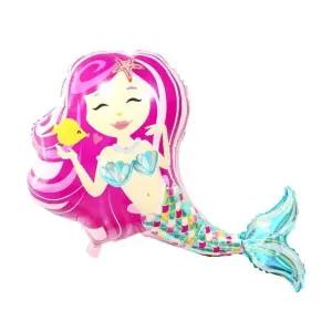 물고기풍선 핑크 인어은박풍선 인어풍선장식 대형은박물고기