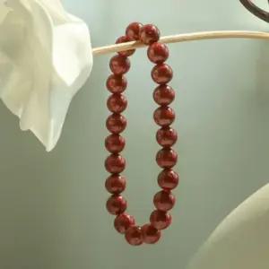 행운 행복 선물 원석 비즈 염주 순도 경면 주사 팔찌