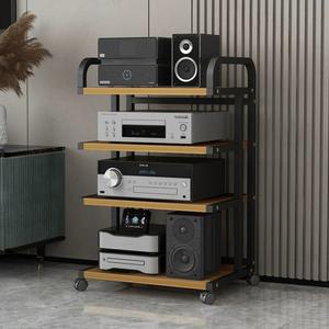 오디오 거실장 앰프 음향선반 높이 블랙 3단 모듈 진열장 P1 티크색상 3단블랙프레임
