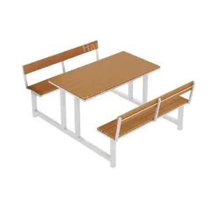 야외 베란다 안뜰 카페 업소용 등받이 일체형 테이블 의자 세트 식탁 목재 플라스틱 파라솔