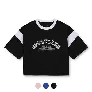 [폴햄키즈][폴햄키즈] 시그니처 여아 아이차 소매블록 워딩 반팔티_PKE2TS2530