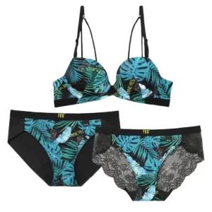 [롯데백화점]예스 (A-D컵)청블루 오아시스 트로피컬 브라 팬티1+1 세트 YSWBZ609WPZ609WPZ610