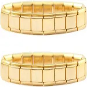 골드톤 브러시드 이탈리안 참 스타터 팔찌 2개 (2개)