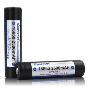 1-2개 KeepPower 16650 3.7V 2500mAh 손전등용 보호 충전식 리튬 이온 배터리