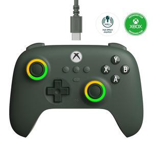 홀 효과 조이스틱과 트리거가 있는 Xbox용 8BitDo Ultimate C 유선 컨트롤러, RGB 조명 파이어 링, Xbox Series X|S, Xbox One, Windows 10/11- 공식 라이선스 (다크 그린)
