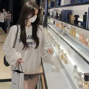 여성 폭닥폭닥 깔끔한 레터링 오버핏 데일리 따뜻한 기모 맨투맨 긴팔티셔츠