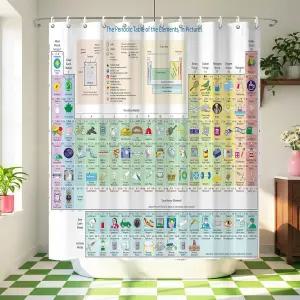 TSLOVER 재미있는 주기율표 샤워 커튼 과학 와 성인을 위한 교육용 욕실 장식 방수 폴리에스터 패브릭 목욕