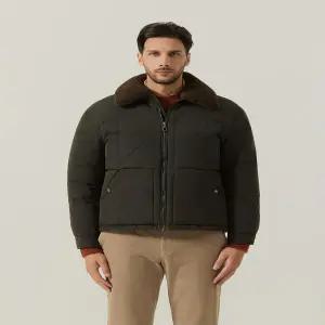 [페라로밀라노](정가839000원) 남성겨울 피그먼트바이오워싱 카라양털탈착 구스다운패딩 숏점퍼 AM0FOJO452